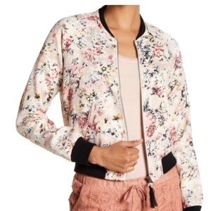 Jolt Spring pink floral lightweight zip up jacket size XS